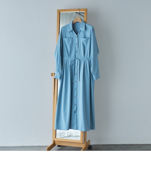 開襟ドロストシャツワンピース