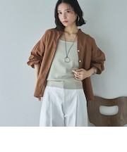 コットンリネン袖ボリュームシャツ