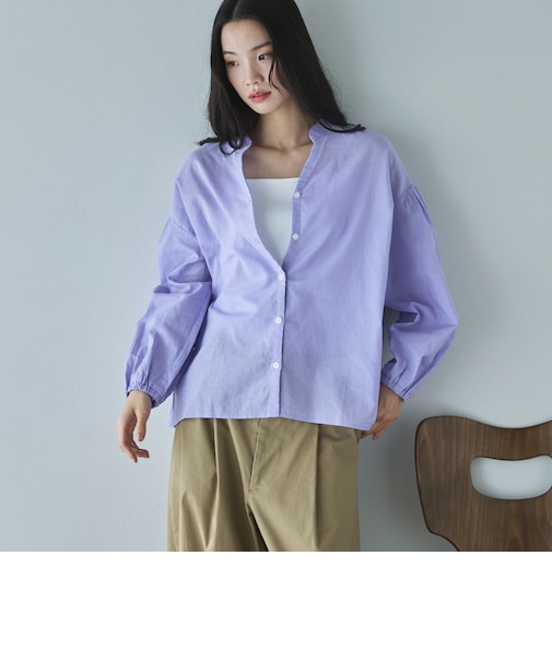 コットンリネン袖ボリュームシャツ