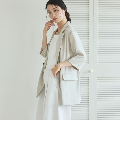 リネン混半袖テーラードジャケット