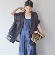 【ロングHIT/名品】メッシュフレンチスリーブジャケット／