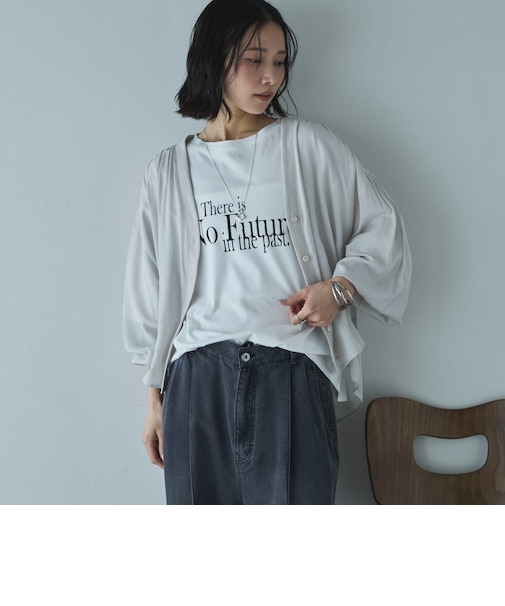 強撚糸シアーブラウスカーディガン