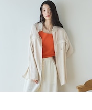 【接触冷感／マシンウォシャブル】リネンライクアウトポケットシャツ