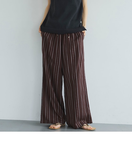 リネン混ストライプパンツ