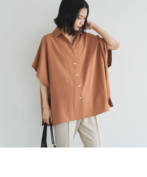 とろみジョーゼットドルマンシャツ