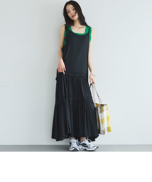 ピンタックティアードキャミワンピース／