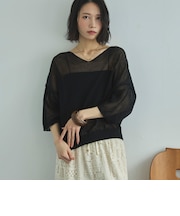 ストローヤーンニットＶネックプルオーバー