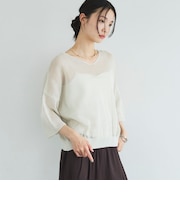 ストローヤーンニットＶネックプルオーバー