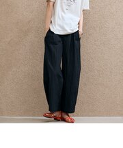【ハンドウォッシャブル】シャイニータックワイドパンツ