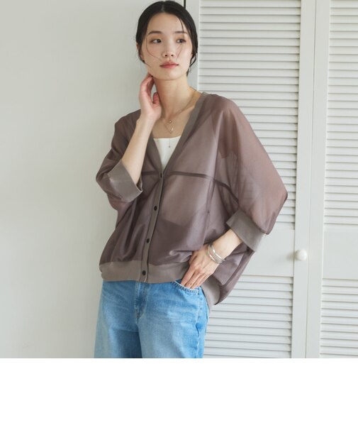 トリコットシフォンドルマンカーディガン