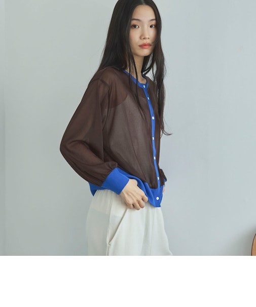 バイカラーシアーカーディガン