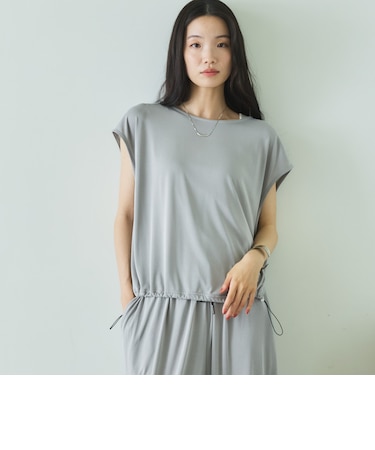 裾ドロストフレンチスリーブカットトップス