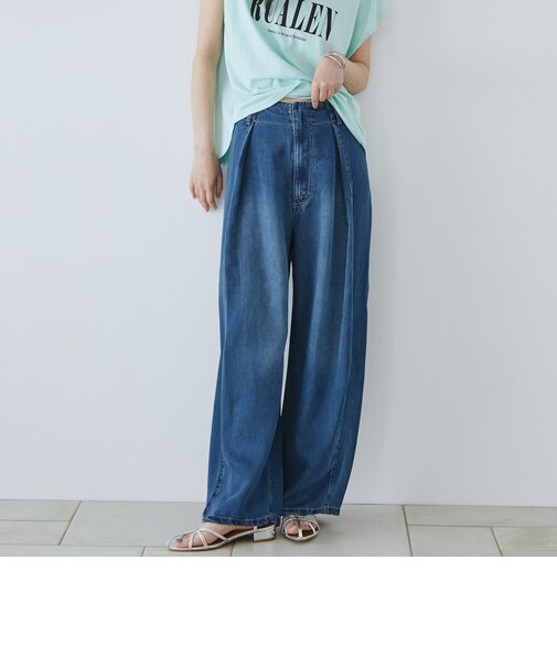 コットンリネンワイドデニムパンツ