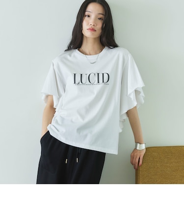 袖フリルプリントＴシャツ