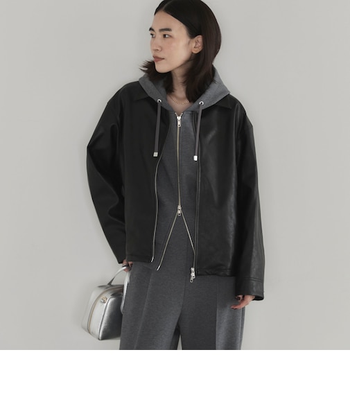 シンセティックレザーブルゾン