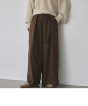 ベルト付きタックワイドパンツ