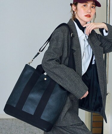 [ブレス トプカピ] Breath TOPKAPI スコッチグレイン ネオレザー 縦型 A4 トート バッグ ショルダー付き L【キズ 雨 にも強い】