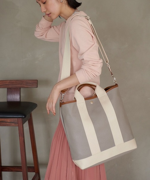 [ブレス トプカピ] Breath TOPKAPI スコッチグレイン ネオレザー 縦型 A4 トート バッグ ショルダー付き L【キズ 雨 にも強い】