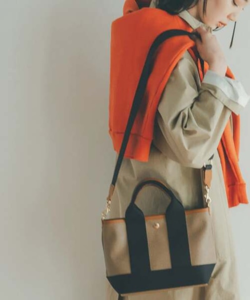 【BREATH TOPKAPI】 スコッチグレイン ネオレザー ミニ トート バッグ ショルダー付き S