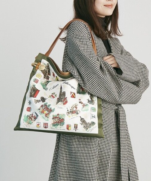 [トプカピ トレジャー] TOPKAPI TREASURE マイルドサテン スカーフ パネル柄 トート バッグ