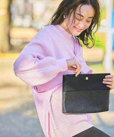 【Breath TOPKAPI】【VERY 掲載】SCOTCH GRAIN スコッチグレイン マザーズバッグ バイカラー フラットポーチ【キズ雨にも強い】