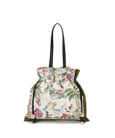 【TREASURE TOPKAPI】マイルドサテン スカーフ柄 巾着 トート バッグ 