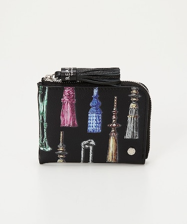 【TREASURE TOPKAPI】シュリンクレザー タッセル プリント ラウンド 二つ折り財布