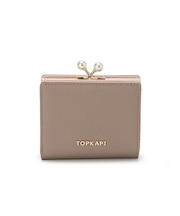 【TOPKAPI】シュリンクレザー パール がま口 二つ折り 財布