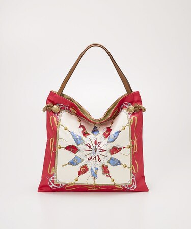 【TREASURE TOPKAPI】マイルドサテン スカーフ柄 トートバッグ