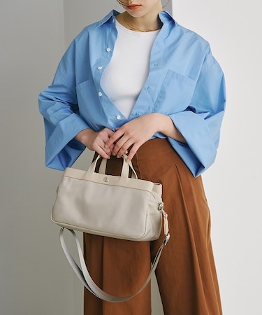 【Breath TOPKAPI】防水ナイロン レザーコンビ ミニトート ショルダーバッグ