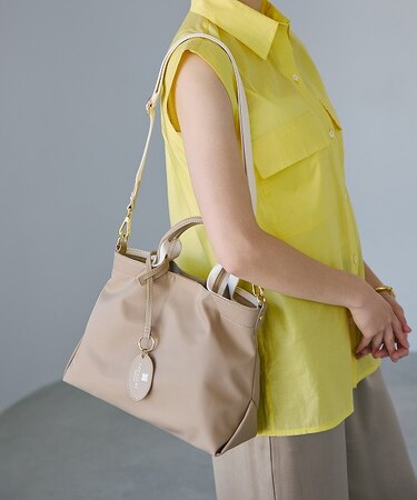 【TREASURE TOPKAPI】ストライプハンドル ナイロン 2way ミニ トートバッグ