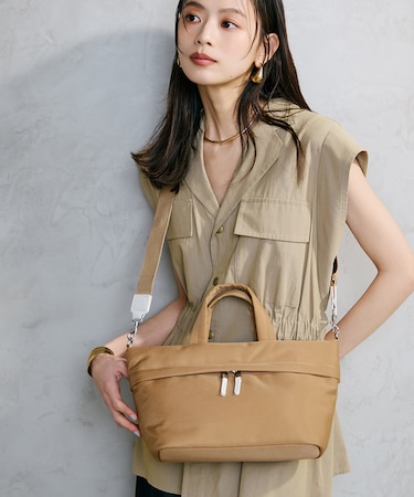 【Breath TOPKAPI】【撥水】マット ナイロン ショルダー付き ミニ トートバッグ