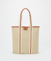 【TREASURE TOPKAPI】レザーコンビ ストライプハンドル スリム トートバッグ　A4 / 軽量