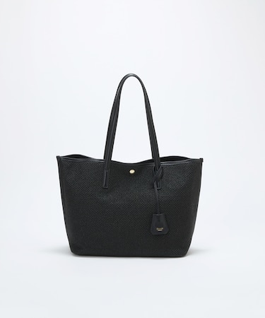 【Breath TOPKAPI】レザーコンビ 雑材風 シンプル トートバッグ チャーム付き　A4 / 軽量