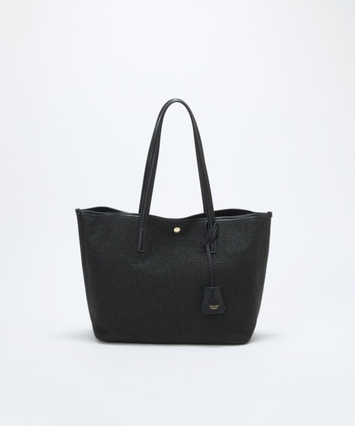 【Breath TOPKAPI】レザーコンビ 雑材風 シンプル トートバッグ チャーム付き　A4 / 軽量