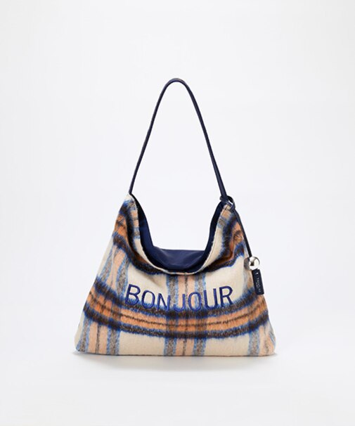 【TREASURE TOPKAPI】BONJOUR ボンジュール チェックシャギー ワンショルダーバッグ