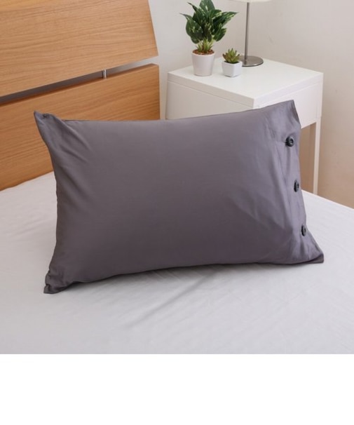 [Ethicalware] ピロケース（ボタン仕様）/グロッシーサテン 63×43ｃｍ ブラウン/ブルー/グレー/ダークグレー