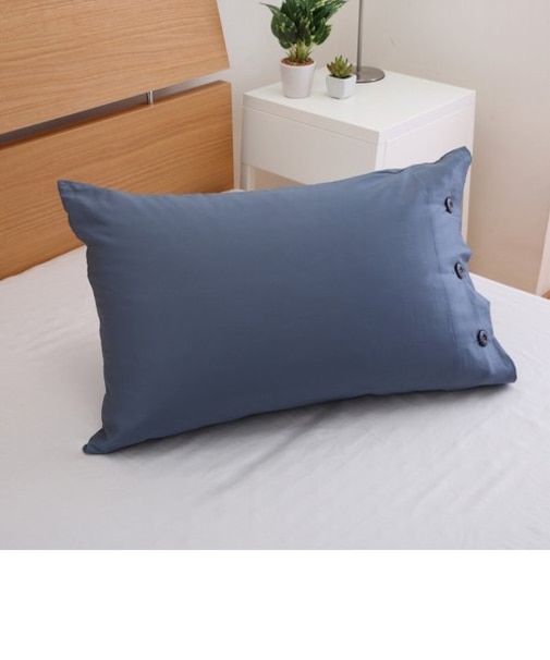 [Ethicalware] ピロケース（ボタン仕様）/グロッシーサテン 63×43ｃｍ ブラウン/ブルー/グレー/ダークグレー