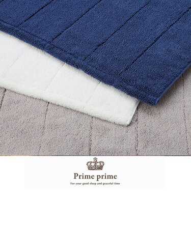 [Prime prime] バスマット/ラインカラー 43×60ｃｍ ネイビー/グレー/ホワイト