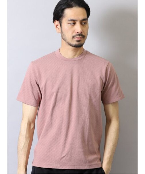 タカキュー ソロテックス/SOLOTEX ヘリンボンジャガード クルーネック半袖Tシャツ