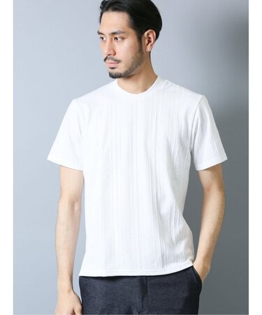 タカキュー ソロテックス/SOLOTEX ケーブルジャガード クルーネック半袖Tシャツ