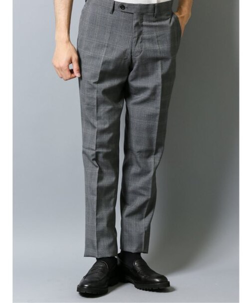 タカキュー クールマックス/COOLMAX ウール混ウィンドペン柄スラックス