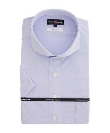 アレキサンダージュリアン Biz プラチナム鹿の子 カッタウェイ半袖ポロシャツ