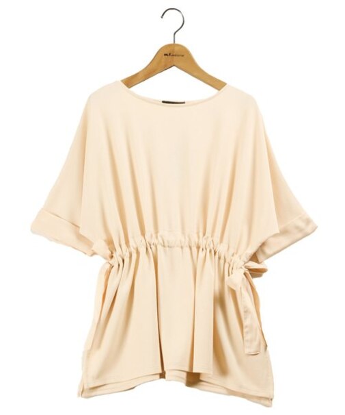 m.f.エディトリアル リボンベルト クルーネック 5分袖プルオーバー