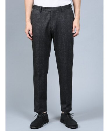 タカキュー プリントジャージ セットアップパンツ チェック紺