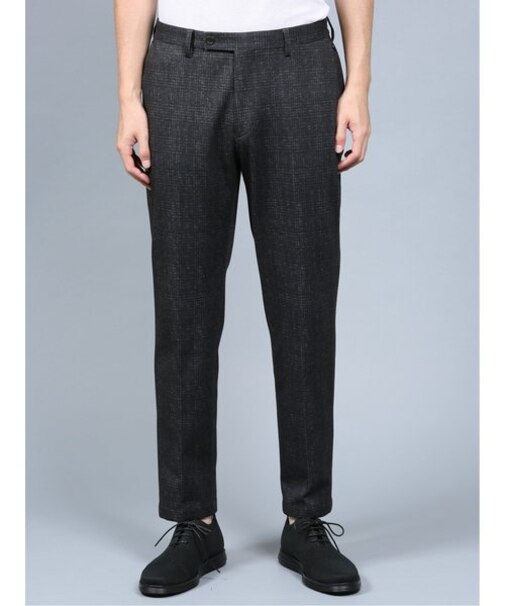 タカキュー プリントジャージ セットアップパンツ チェック紺