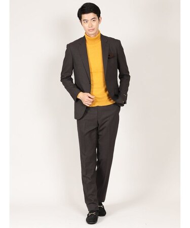 タカキュー ストレッチ 2ボタン2ピース ビジネスセットアップスーツ アムンゼン茶