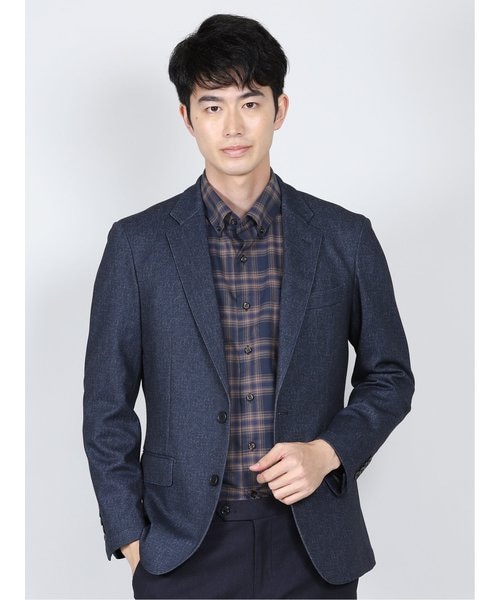 ボタン、ジャケット チェック柄パワーショルダーボタンジャケット | ku-ae.style