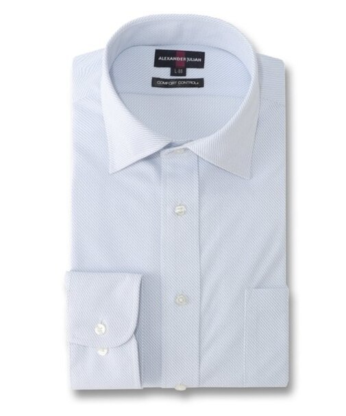 アレキサンダージュリアン コンフォートコントロール ワイドカラー ビジネスドレス長袖ニットシャツ
