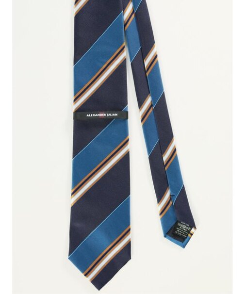 アレキサンダージュリアン 日本製 シルクストライプ柄 ネクタイ 8.0cm幅